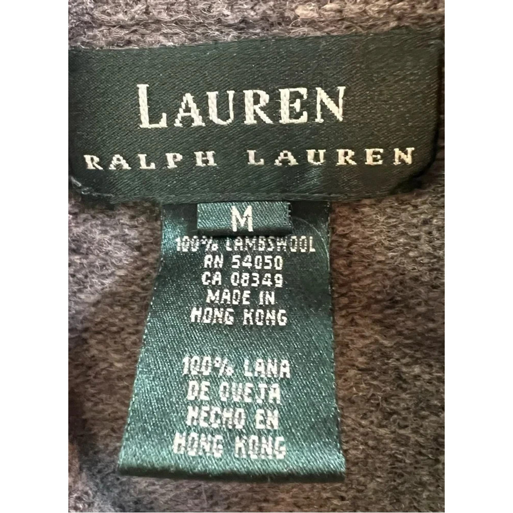 Lauren Ralph Lauren Gray Lambswool Ice Skater Intarsia Turtleneck Sweater‎ M - Picture 7 of 7